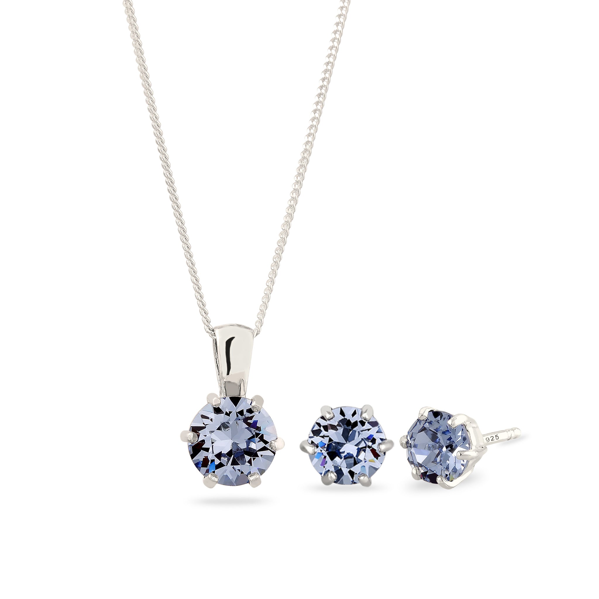 Blau - Elli | Schmuckset Basic | Mit Kristallen von Swarovski® (Blau) | 925er Sterling Silber