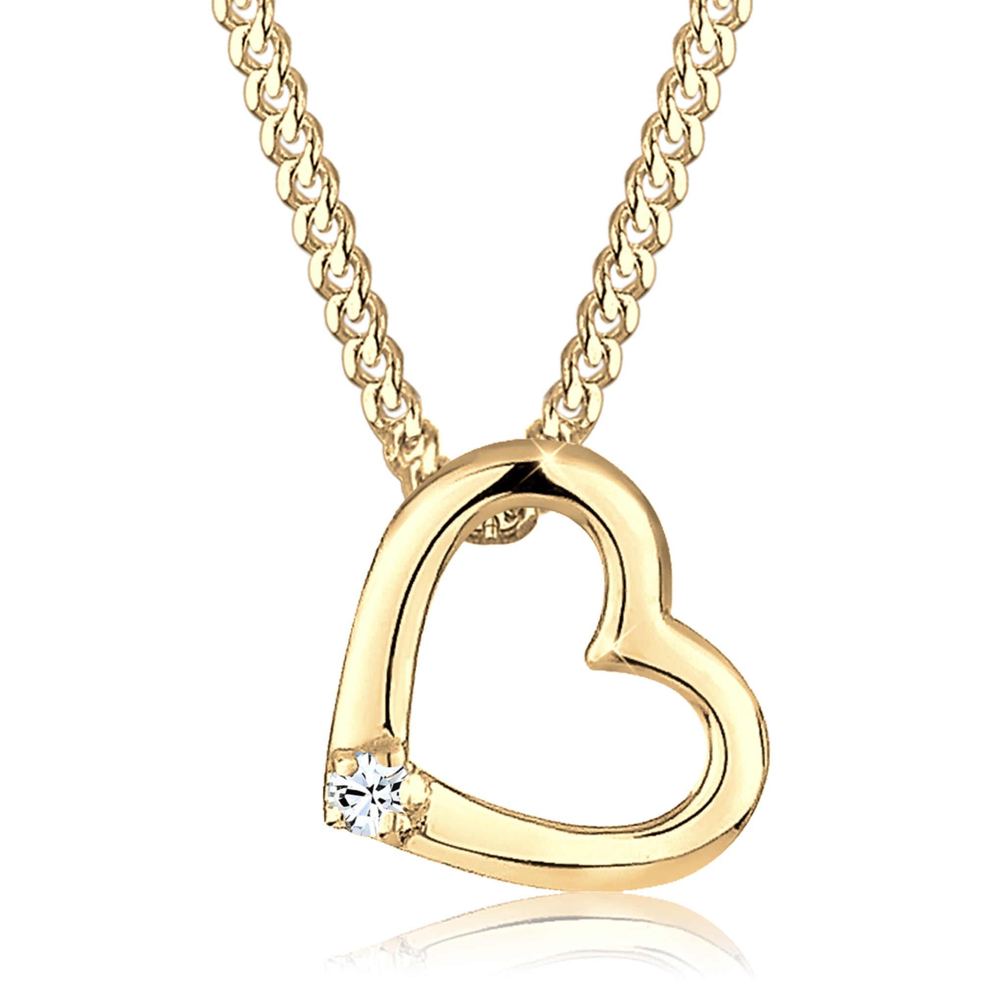 Weiß - Elli | Halskette Herz | Mit Kristallen von Swarovski® (Weiß) | 925 Sterling Silber vergoldet