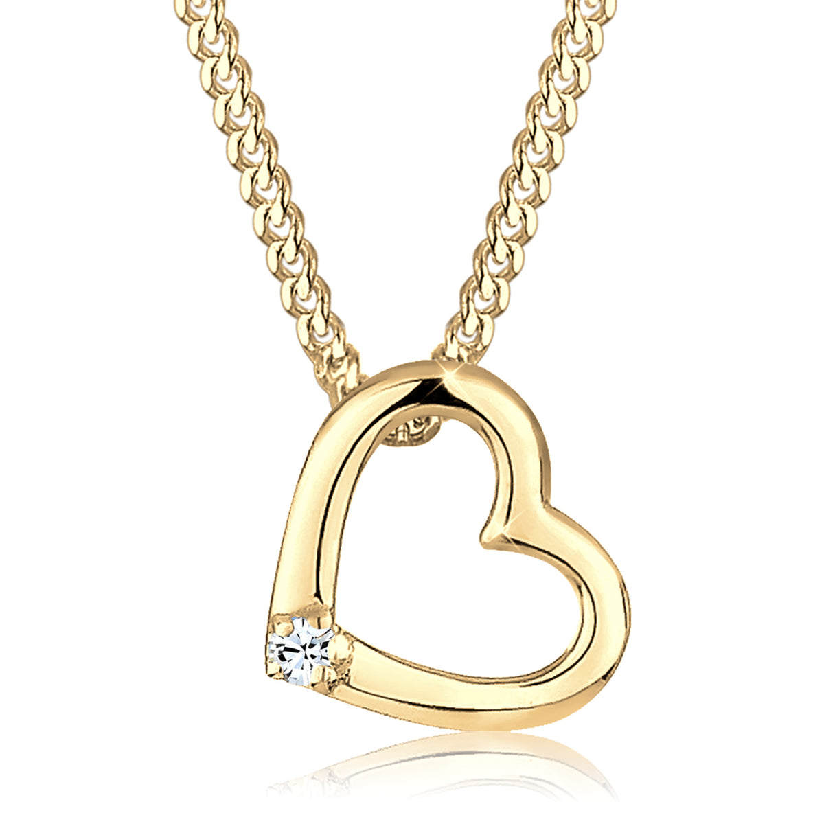 Weiß - Elli | Halskette Herz | Mit Kristallen von Swarovski® (Weiß) | 925 Sterling Silber vergoldet