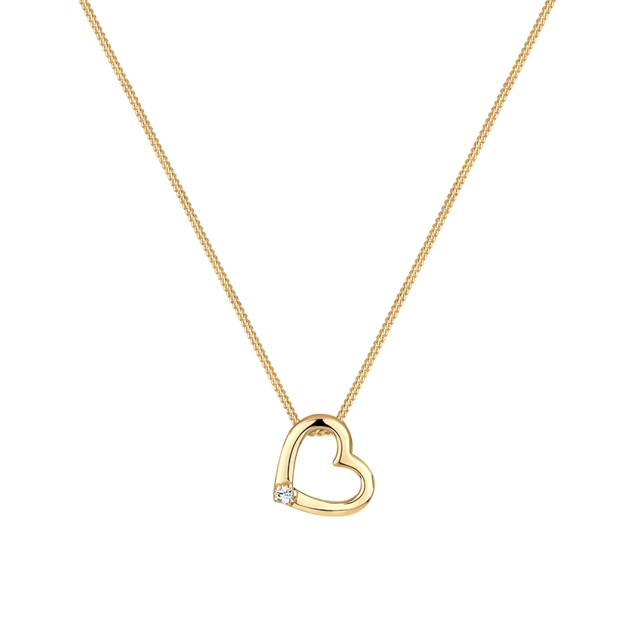 Weiß - Elli | Halskette Herz | Mit Kristallen von Swarovski® (Weiß) | 925 Sterling Silber vergoldet