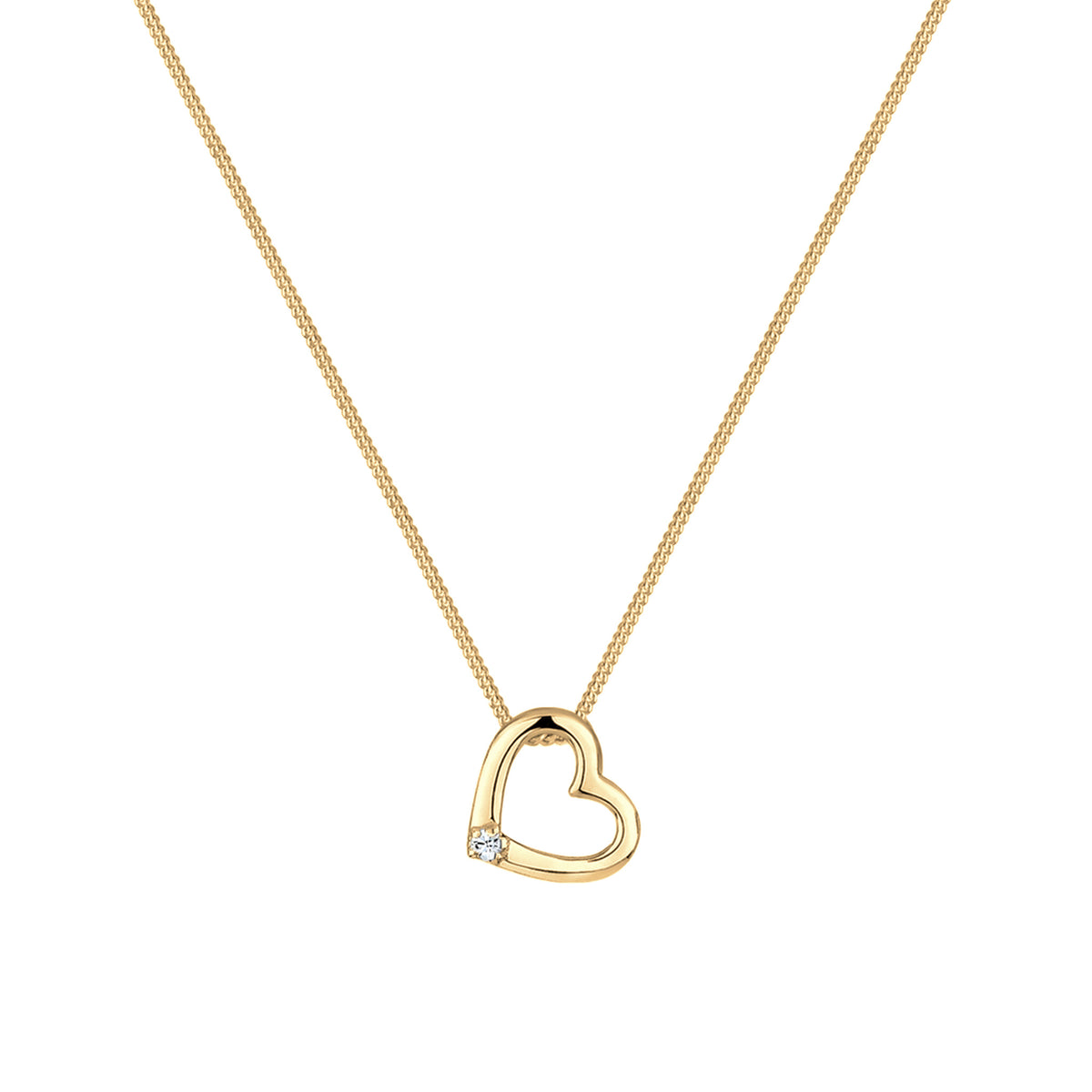 Weiß - Elli | Halskette Herz | Mit Kristallen von Swarovski® (Weiß) | 925 Sterling Silber vergoldet