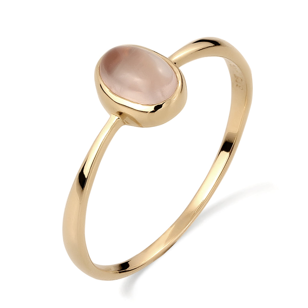 Gold - Elli PREMIUM | Solitär-Ring | Quarz (Rosé) | 375 Gelbgold