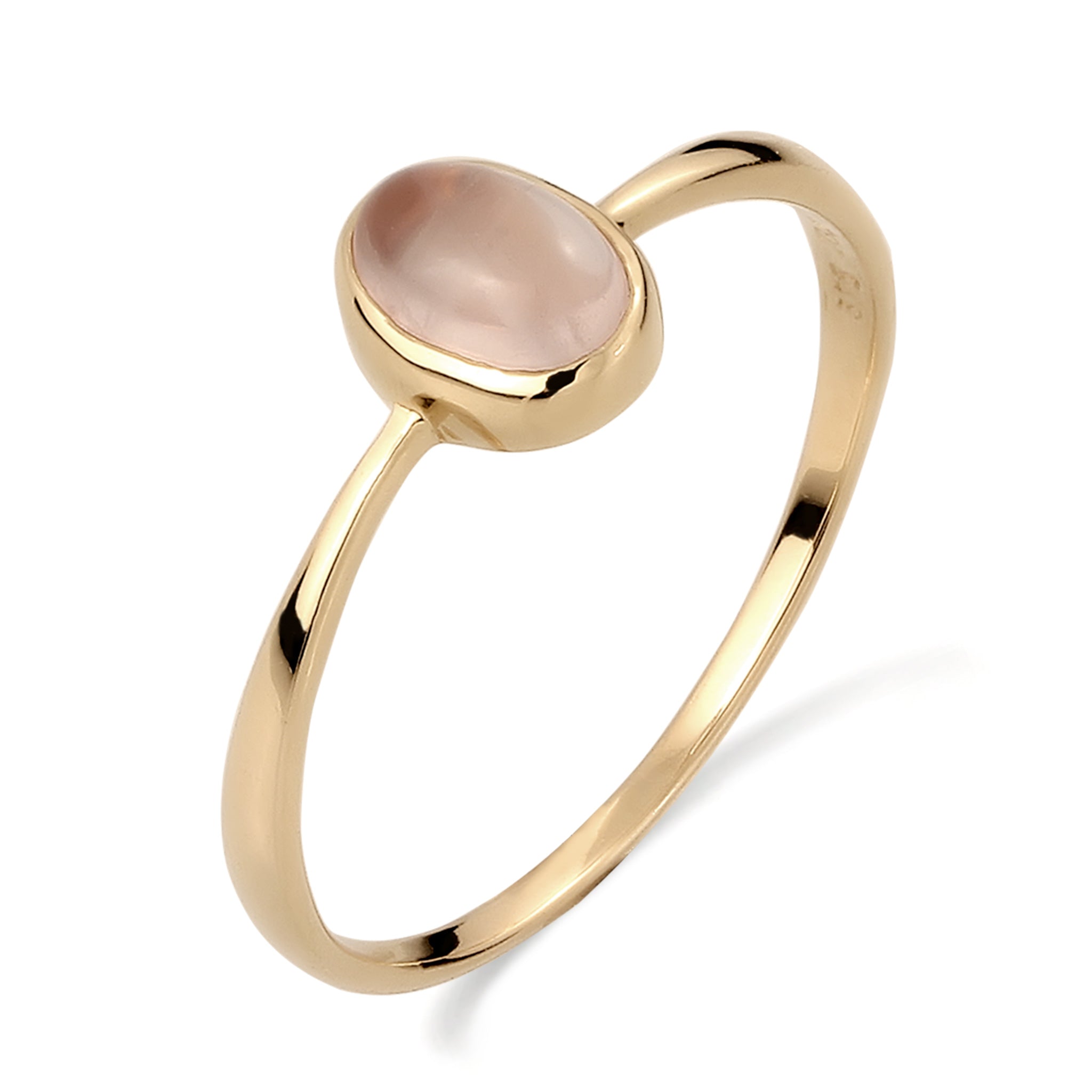 Gold - Elli PREMIUM | Solitär-Ring | Quarz (Rosé) | 375 Gelbgold