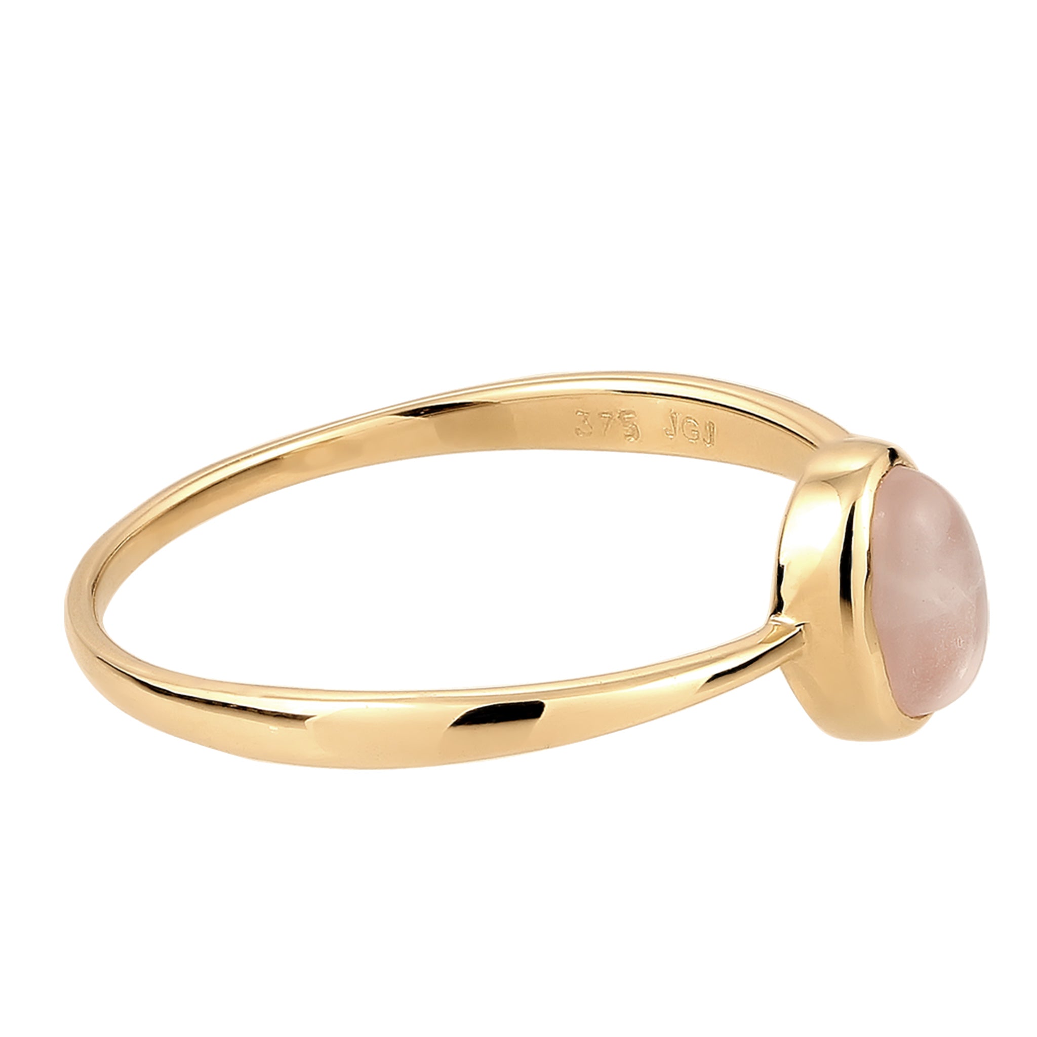 Gold - Elli PREMIUM | Solitär-Ring | Quarz (Rosé) | 375 Gelbgold