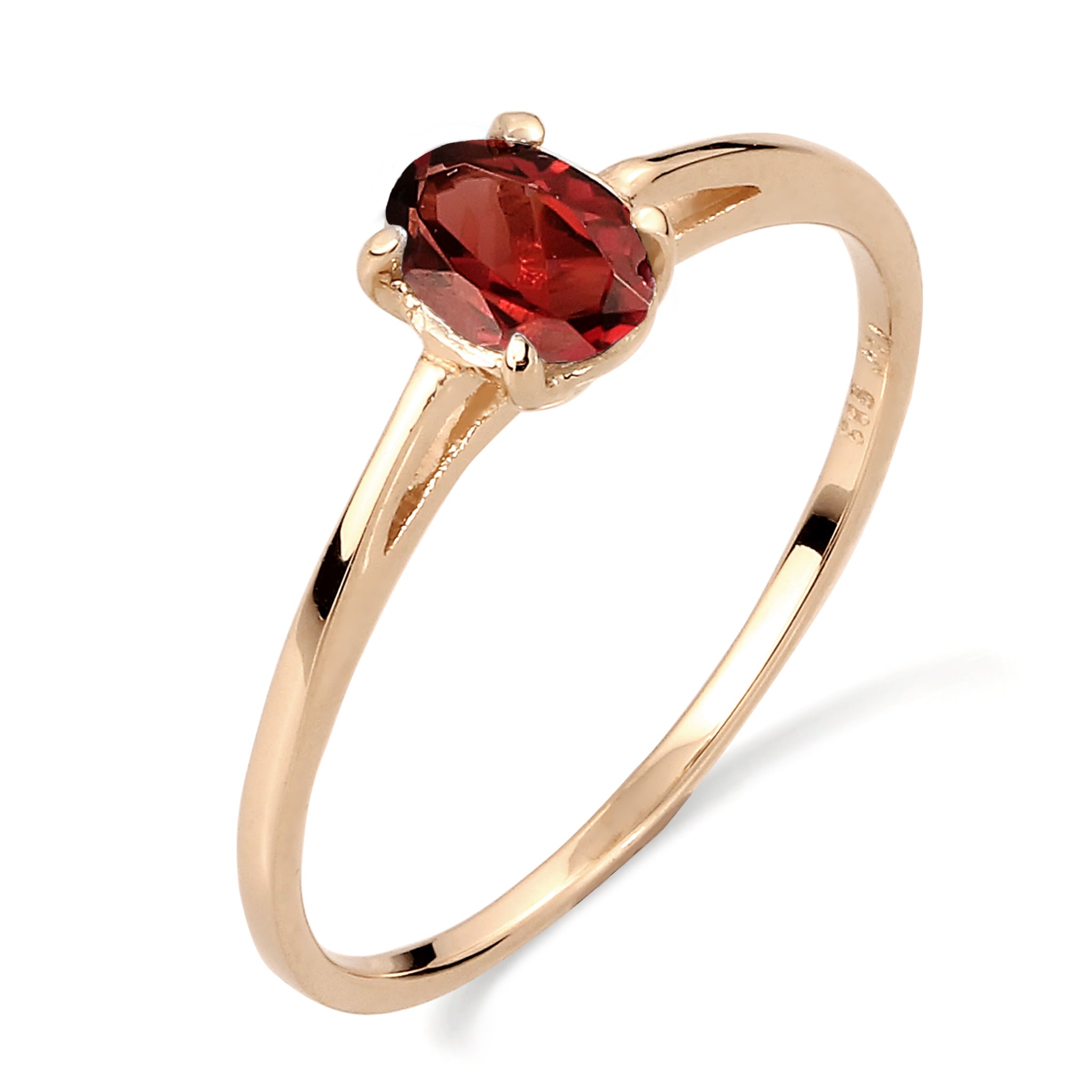 Gold - Elli PREMIUM | Solitär-Ring | Granat (Dunkelrot) | 585 Gelbgold
