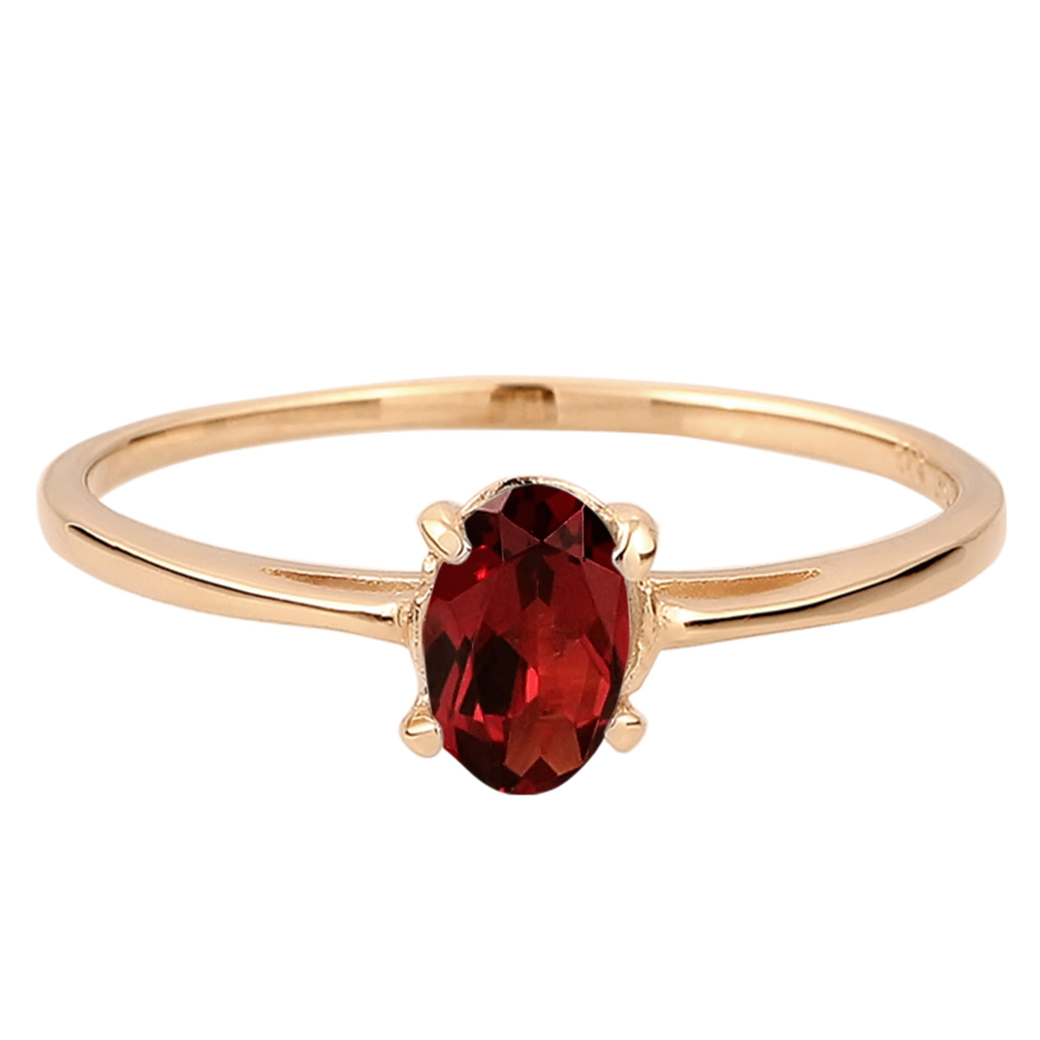 Gold - Elli PREMIUM | Solitär-Ring | Granat (Dunkelrot) | 585 Gelbgold