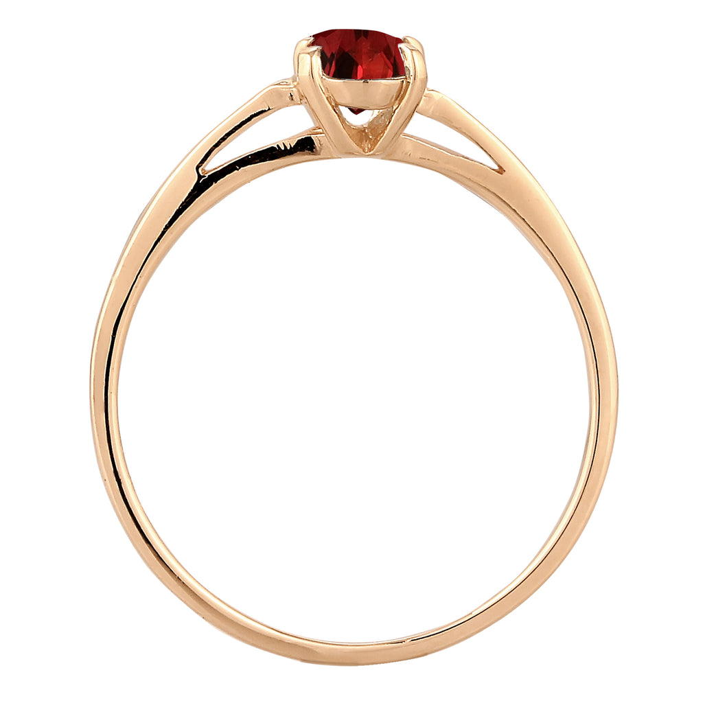 Gold - Elli PREMIUM | Solitär-Ring | Granat (Dunkelrot) | 585 Gelbgold