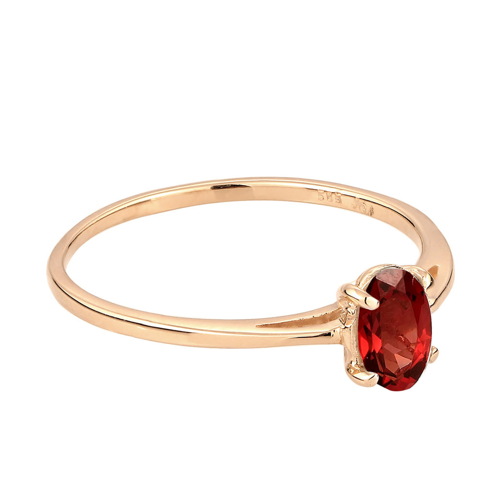 Gold - Elli PREMIUM | Solitär-Ring | Granat (Dunkelrot) | 585 Gelbgold