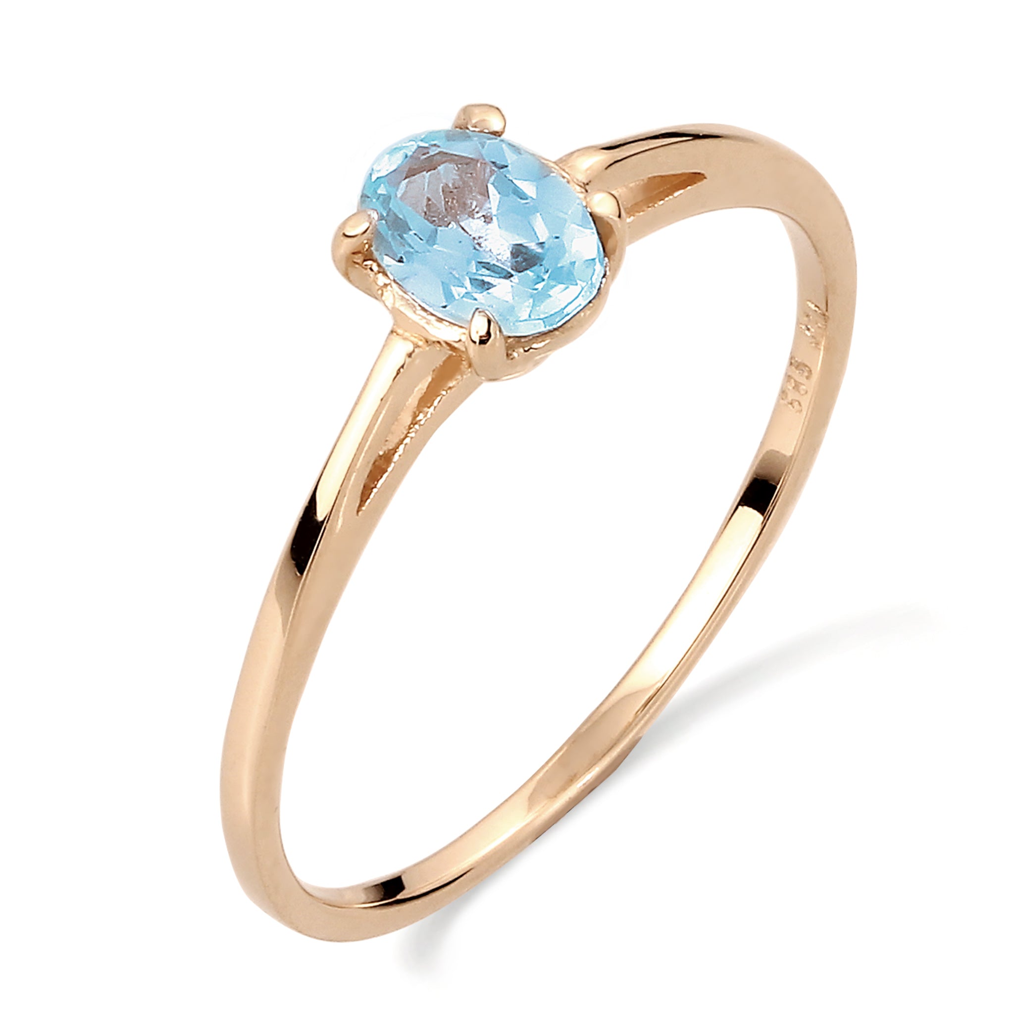 Gold - Elli PREMIUM | Solitär-Ring | Topas (Hellblau) | 585 Gelbgold