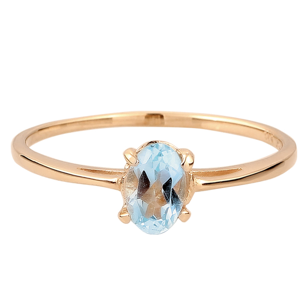 Gold - Elli PREMIUM | Solitär-Ring | Topas (Hellblau) | 585 Gelbgold