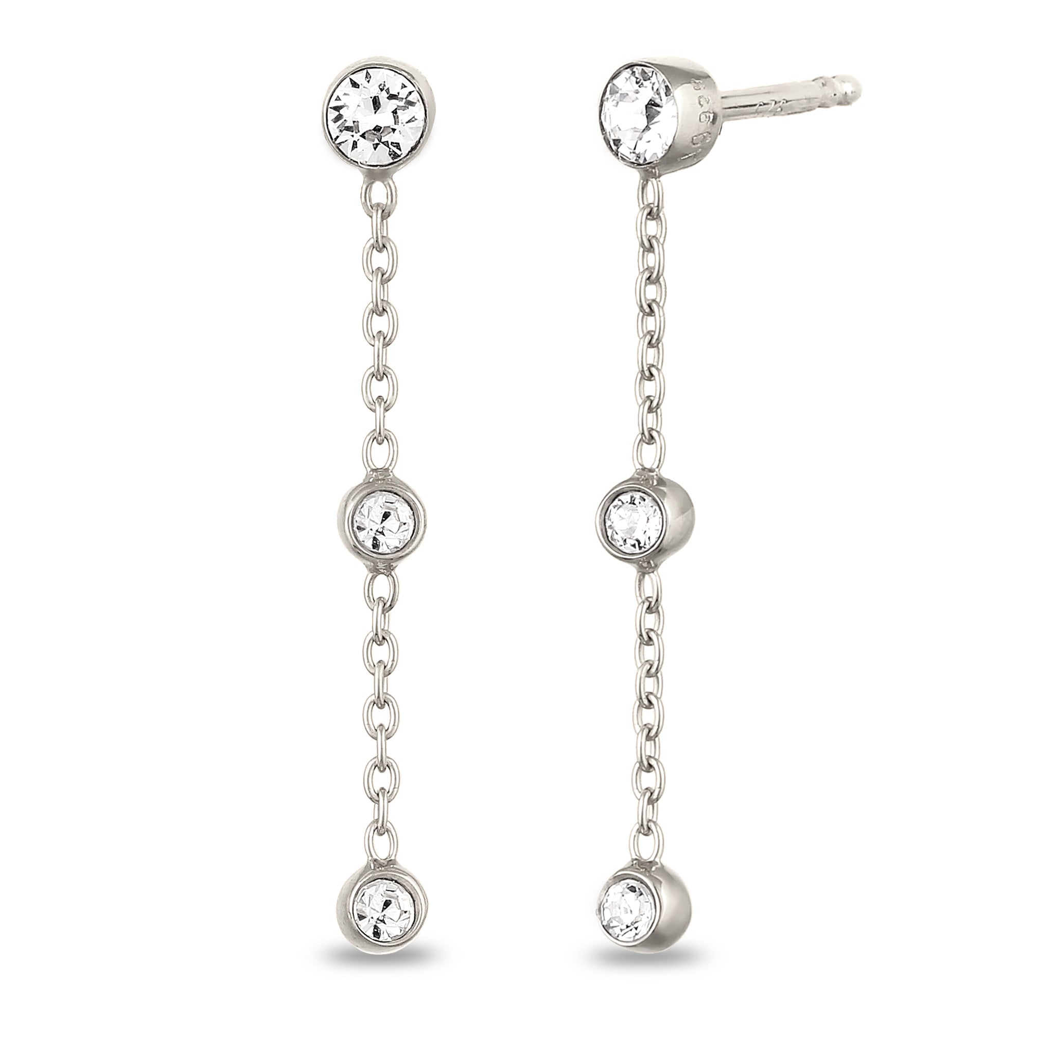 Silber - Elli | Ohrstecker | Mit Kristallen von Swarovski® (Weiß) | 925er Sterling Silber