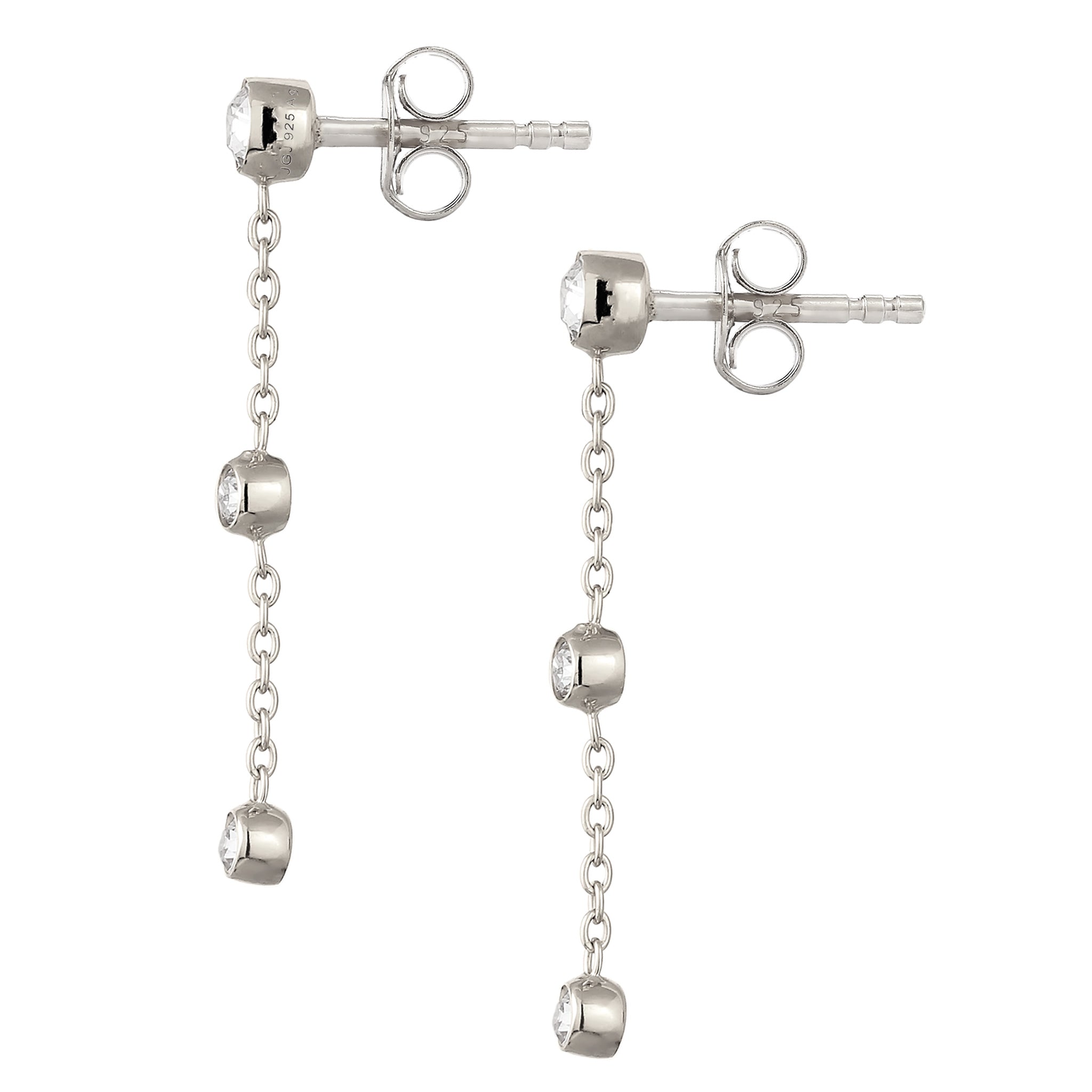 Silber - Elli | Ohrstecker | Mit Kristallen von Swarovski® (Weiß) | 925er Sterling Silber