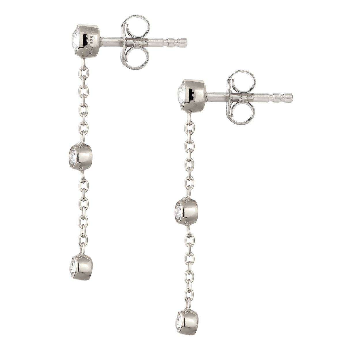 Silber - Elli | Ohrstecker | Mit Kristallen von Swarovski® (Weiß) | 925er Sterling Silber