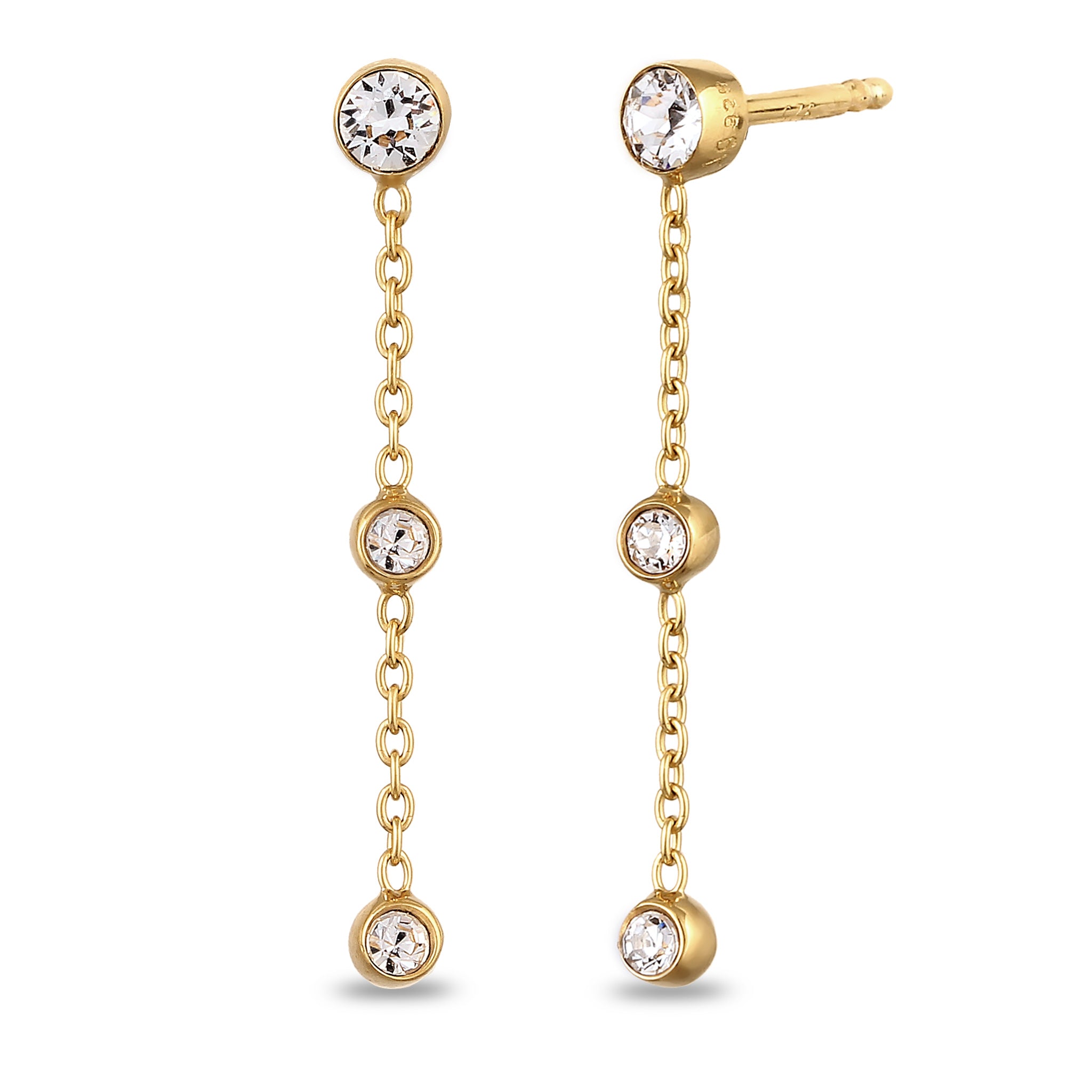 Gold - Elli | Ohrhänger | Mit Kristallen von Swarovski® (Weiß) | 925er Sterling Silber vergoldet