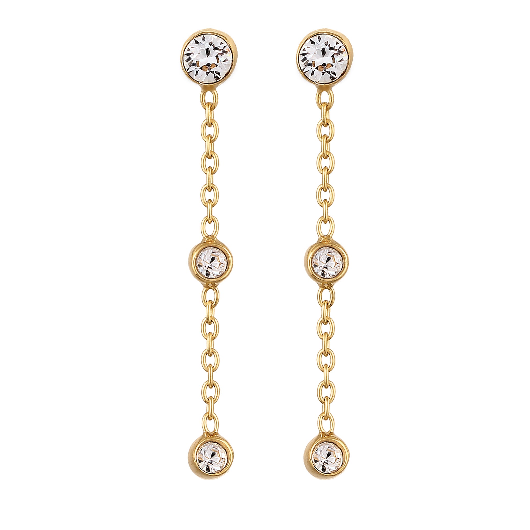 Gold - Elli | Ohrhänger | Mit Kristallen von Swarovski® (Weiß) | 925er Sterling Silber vergoldet