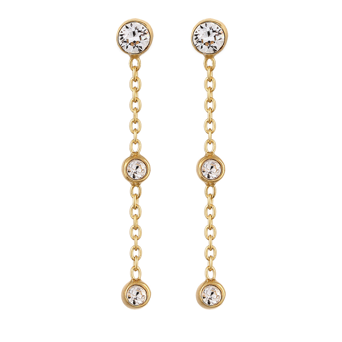 Gold - Elli | Ohrhänger | Mit Kristallen von Swarovski® (Weiß) | 925er Sterling Silber vergoldet