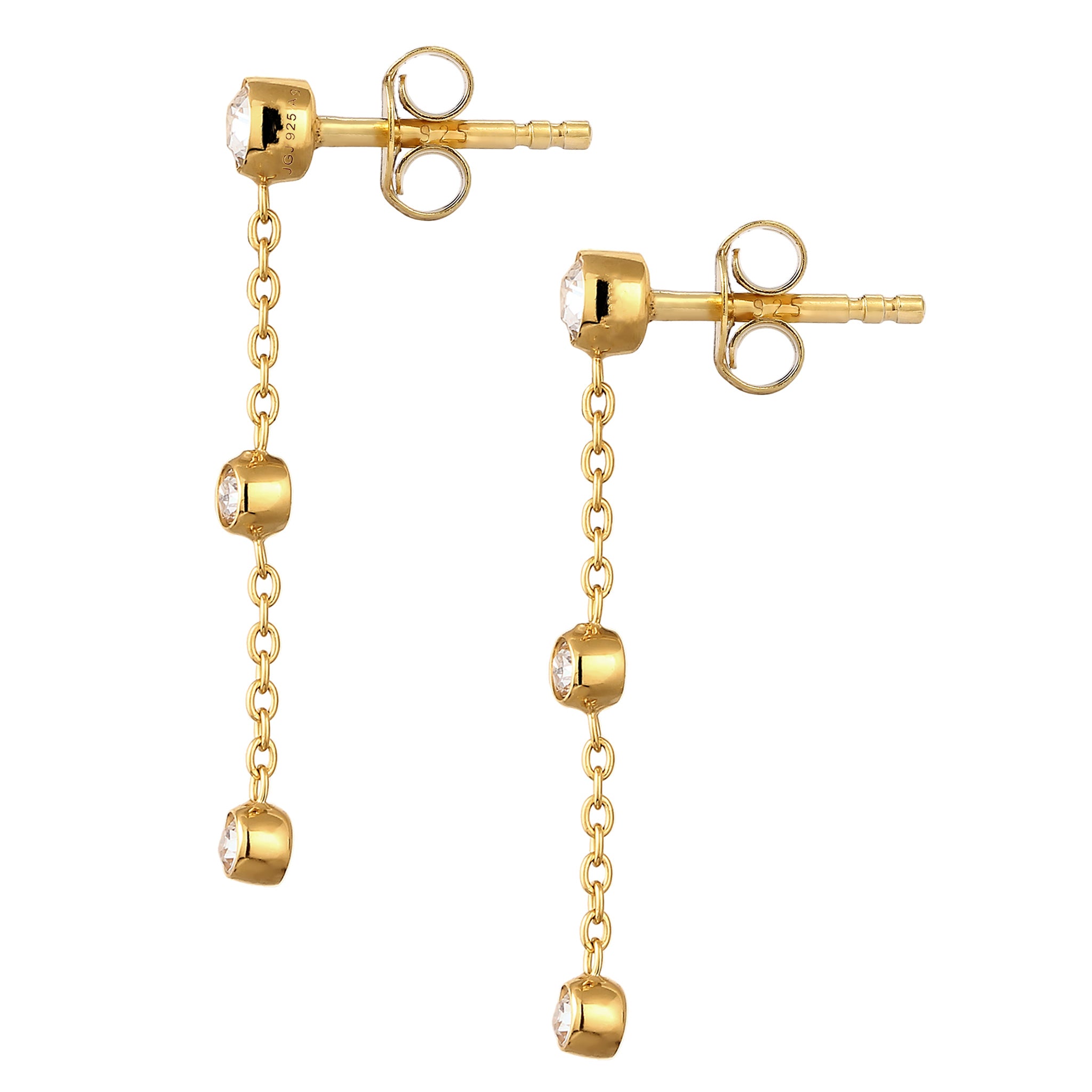 Gold - Elli | Ohrhänger | Mit Kristallen von Swarovski® (Weiß) | 925er Sterling Silber vergoldet