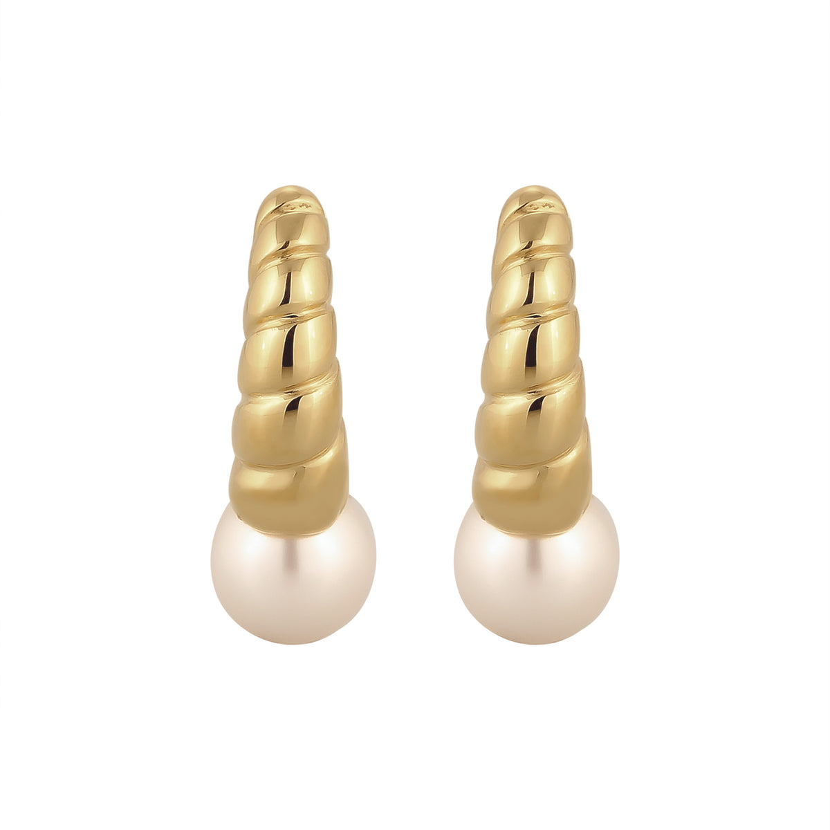 Gold - Elli | Creolen Twisted | mit Perlen von Swarovski® (Weiß) | 925 Sterling Silber vergoldet