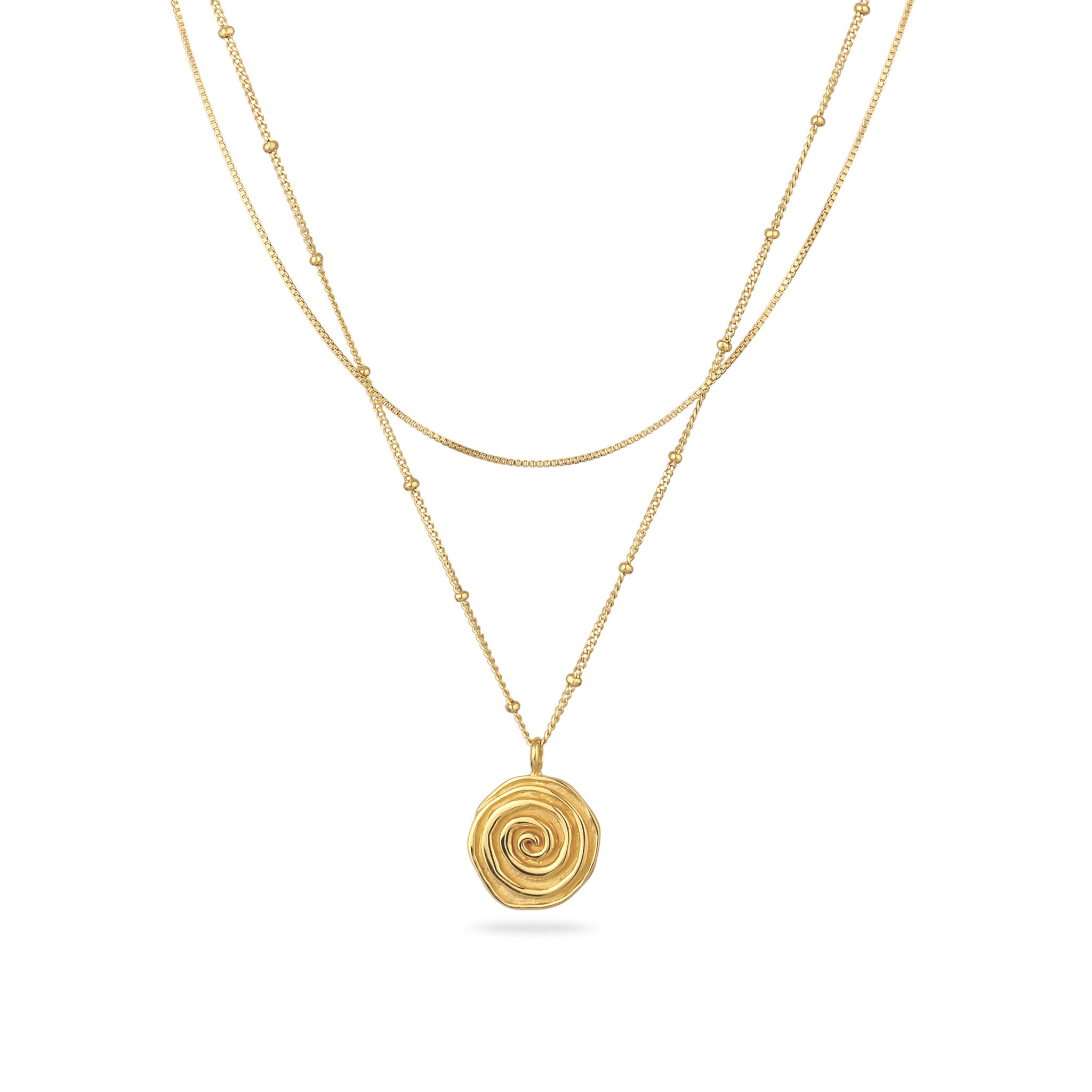 Gold - Elli | Layer-Halskette Spirale | 925 Sterling Silber vergoldet