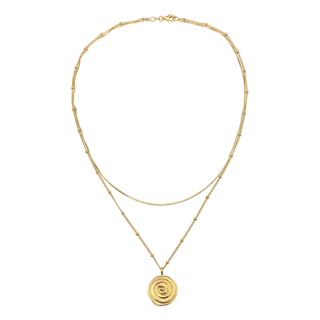 Gold - Elli | Layer-Halskette Spirale | 925 Sterling Silber vergoldet