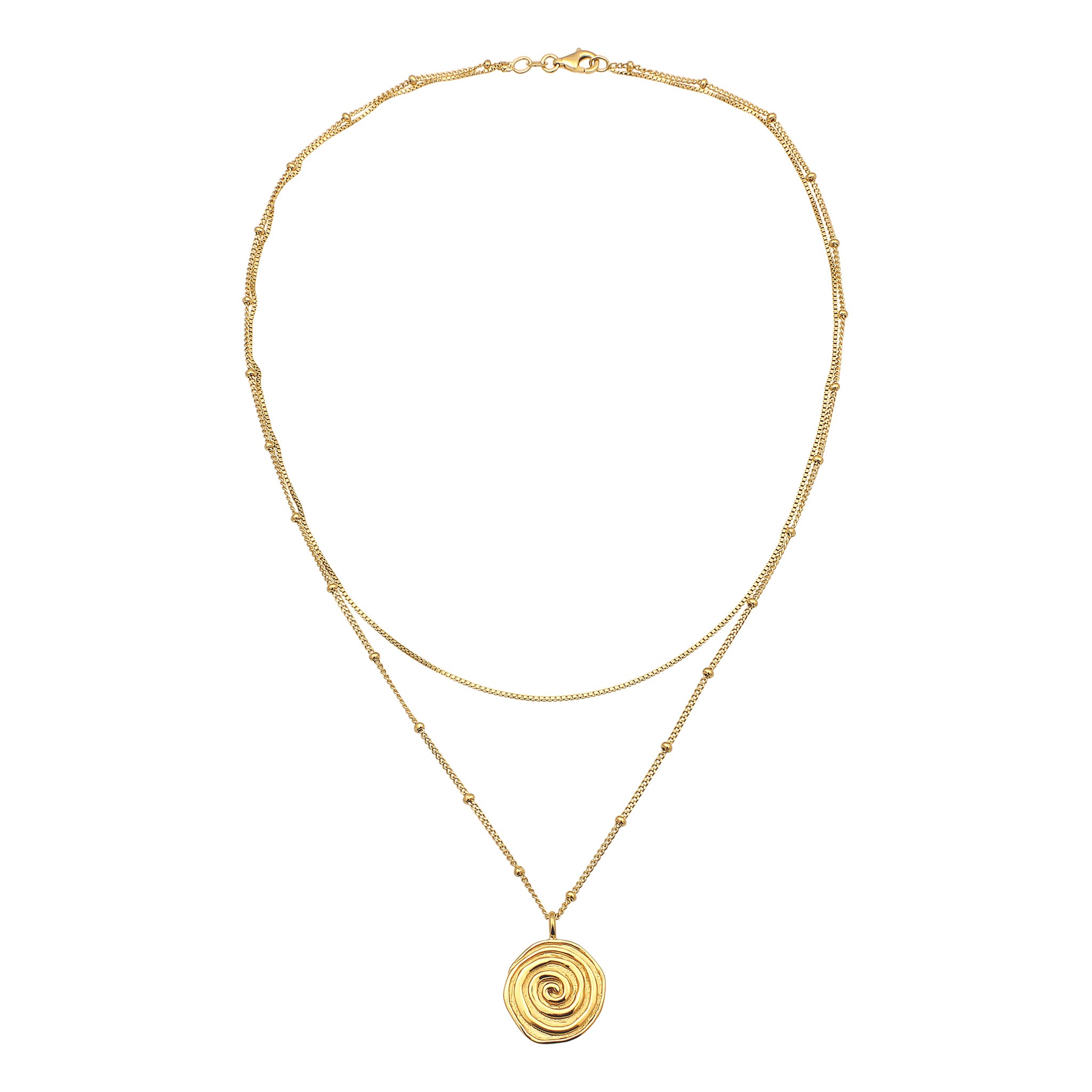 Gold - Elli | Layer-Halskette Spirale | 925 Sterling Silber vergoldet