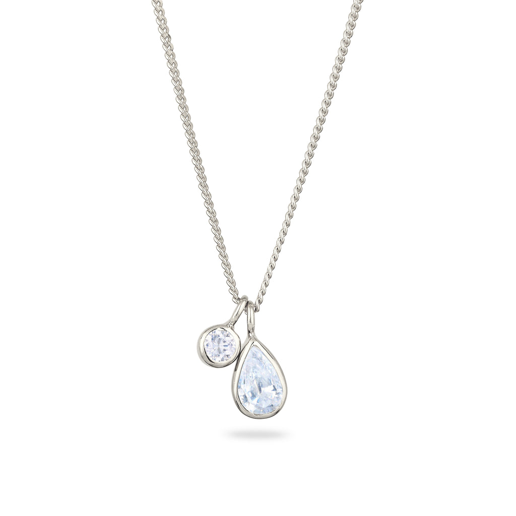 Silber - Elli | Halskette Tropfen | Zirkonia (Weiß) | 925 Sterling Silber