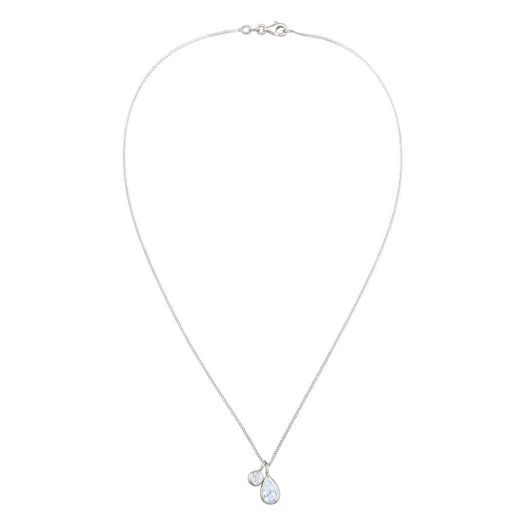 Silber - Elli | Halskette Tropfen | Zirkonia (Weiß) | 925 Sterling Silber