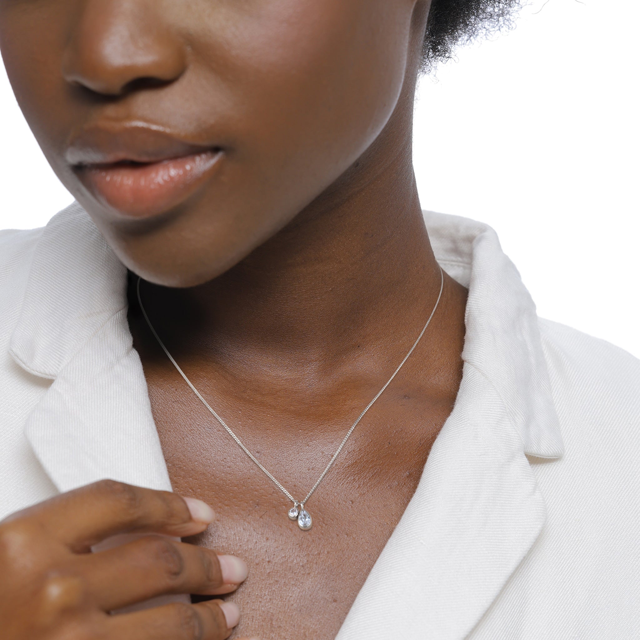 Silber - Elli | Halskette Tropfen | Zirkonia (Weiß) | 925 Sterling Silber