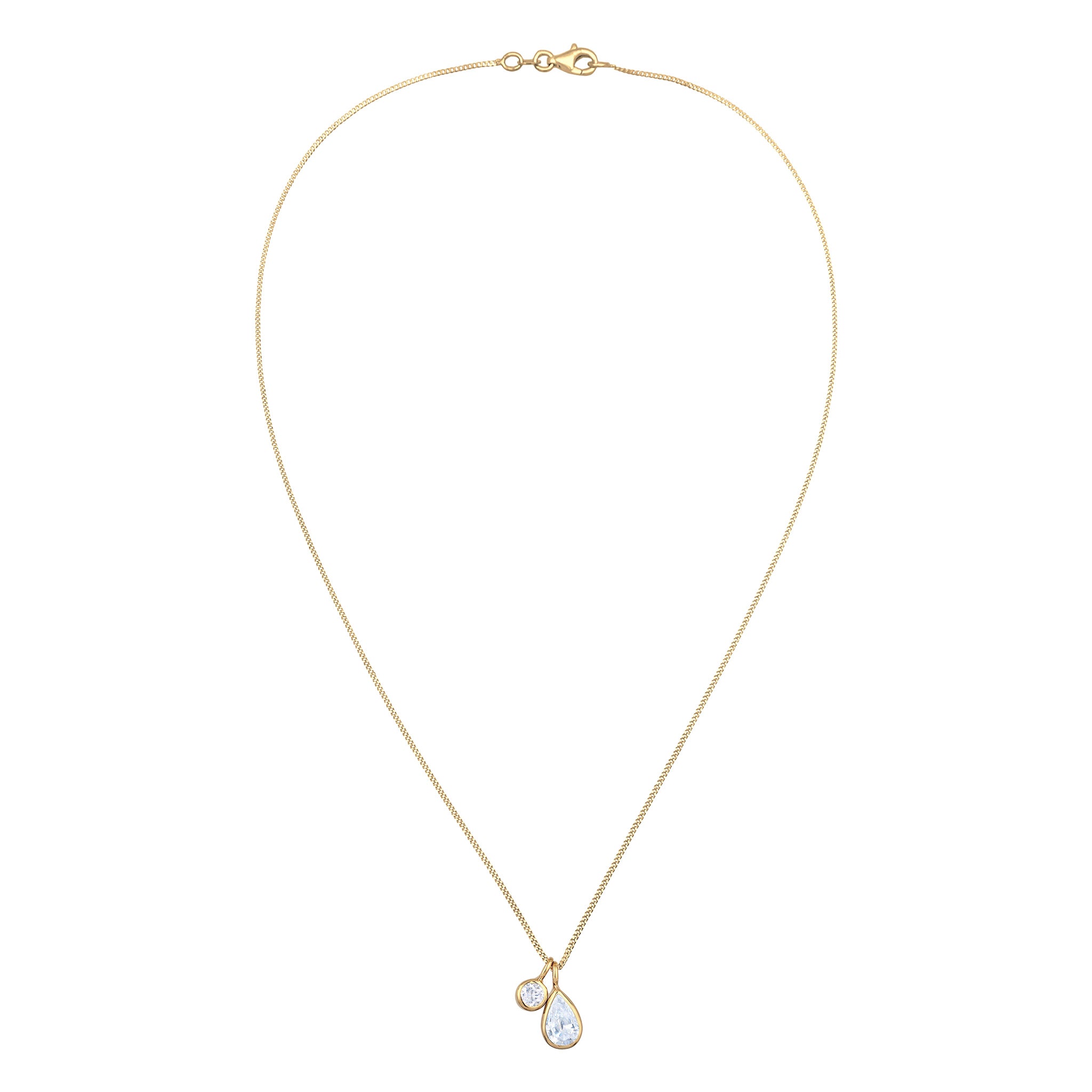 Gold - Elli | Halskette Tropfen | Zirkonia (Weiß) | 925 Sterling Silber vergoldet