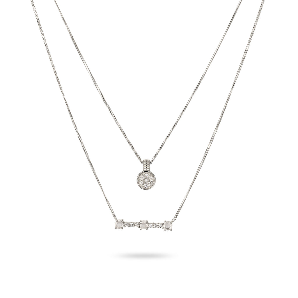 Silber - Elli PREMIUM | Layer-Halskette | Mondstein (Regenbogen) | 925 Sterling Silber