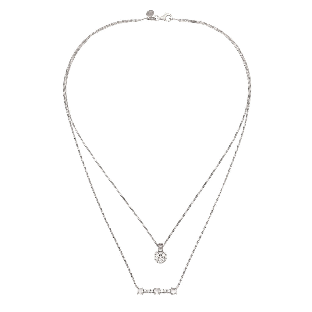 Silber - Elli PREMIUM | Layer-Halskette | Mondstein (Regenbogen) | 925 Sterling Silber