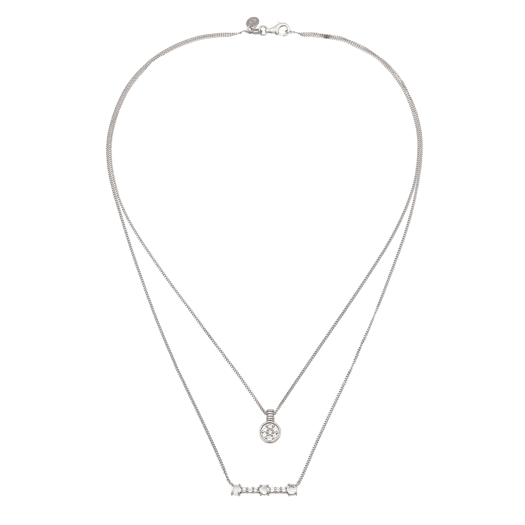 Silber - Elli PREMIUM | Layer-Halskette | Mondstein (Regenbogen) | 925 Sterling Silber