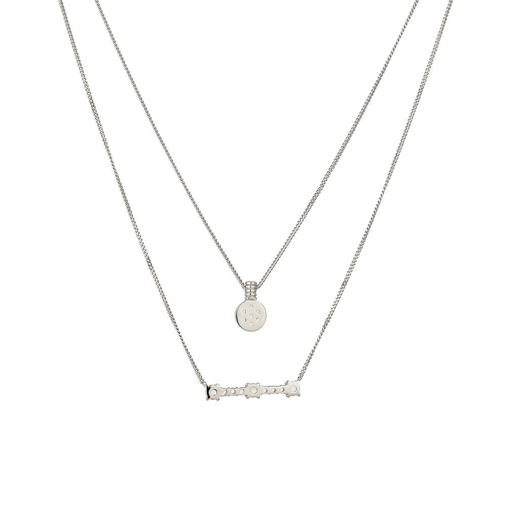 Silber - Elli PREMIUM | Layer-Halskette | Mondstein (Regenbogen) | 925 Sterling Silber