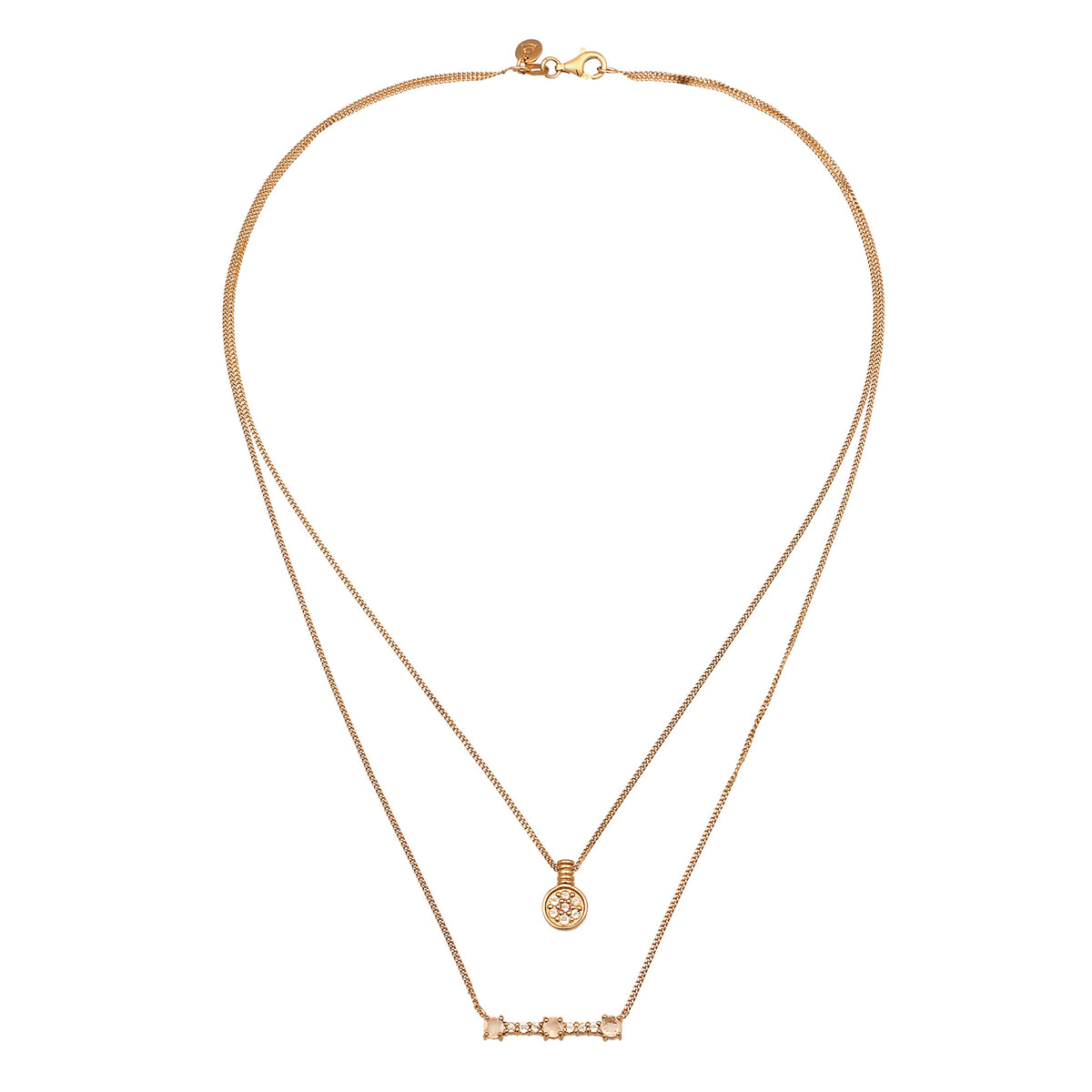 Gold - Elli PREMIUM | Layer-Halskette | Mondstein (Regenbogen) | 925 Sterling Silber Vermeil