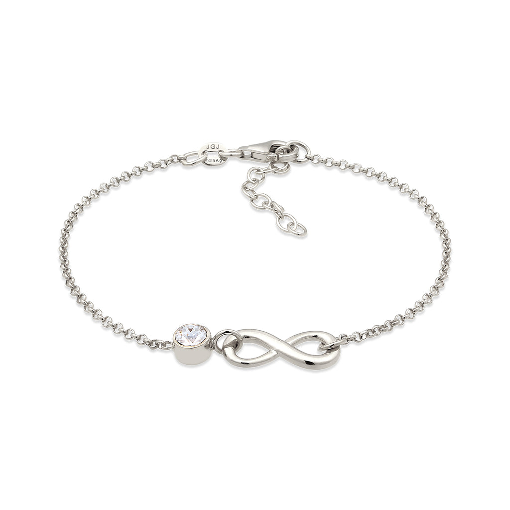 Silber - Elli | Armband Infinity | Mit Kristallen von Swarovski® (Weiß) | 925 Sterling Silber