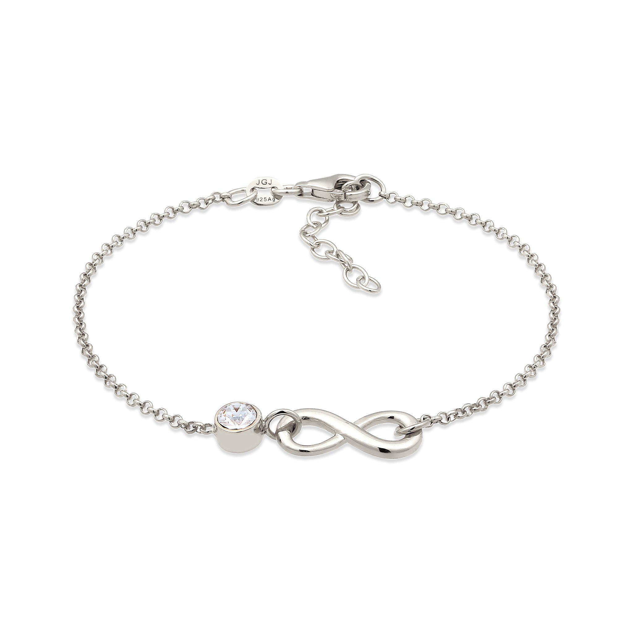 Silber - Elli | Armband Infinity | Mit Kristallen von Swarovski® (Weiß) | 925 Sterling Silber