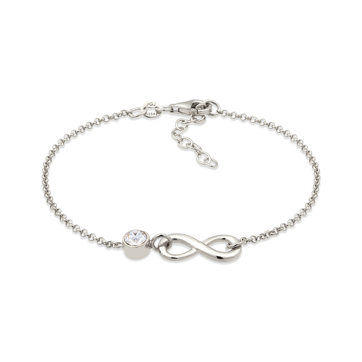 Silber - Elli | Armband Infinity | Mit Kristallen von Swarovski® (Weiß) | 925 Sterling Silber