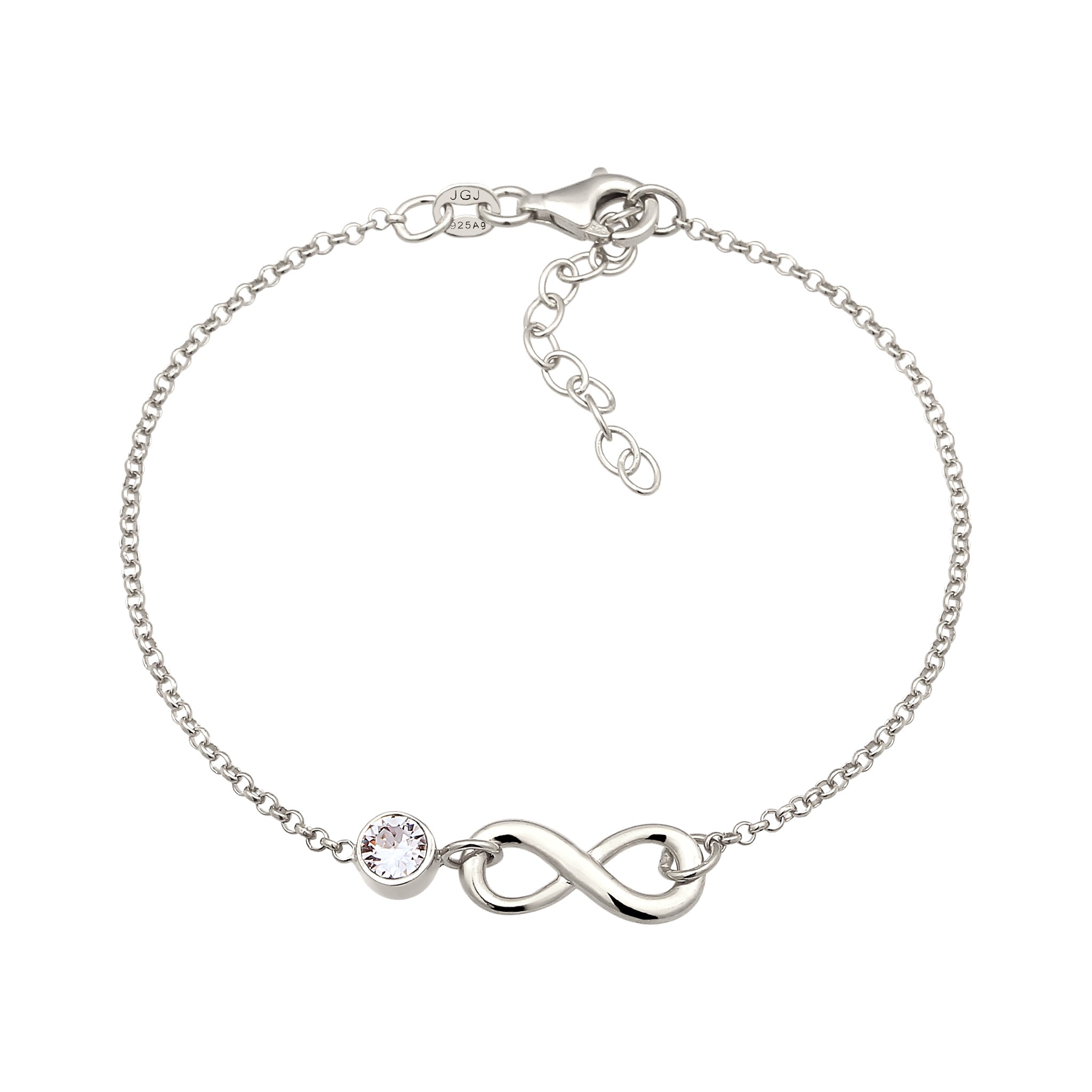 Silber - Elli | Armband Infinity | mit Kristalle von Swarovski® (Weiß) | 925 Sterling Silber