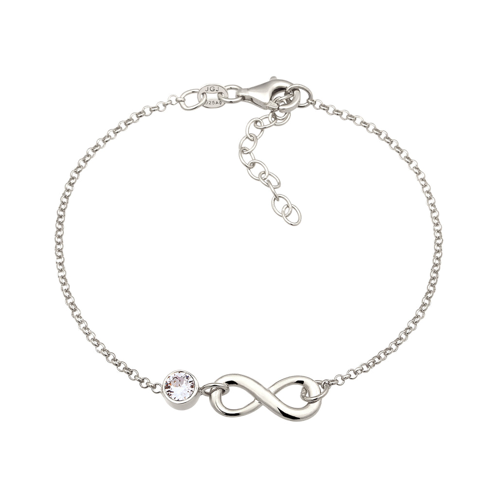 Silber - Elli | Armband Infinity | Mit Kristallen von Swarovski® (Weiß) | 925 Sterling Silber
