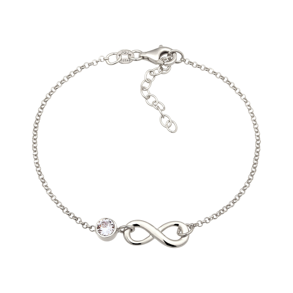 Silber - Elli | Armband Infinity | Mit Kristallen von Swarovski® (Weiß) | 925 Sterling Silber