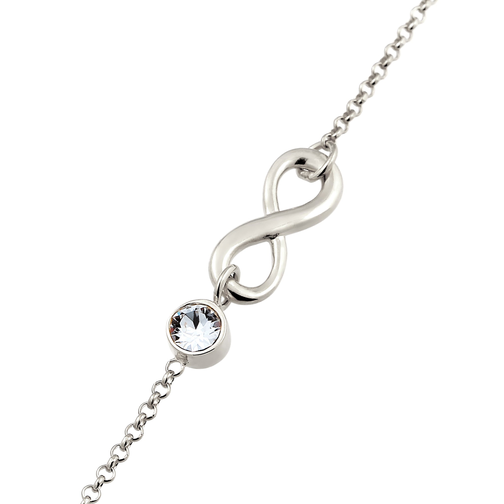 Silber - Elli | Armband Infinity | mit Kristalle von Swarovski® (Weiß) | 925 Sterling Silber