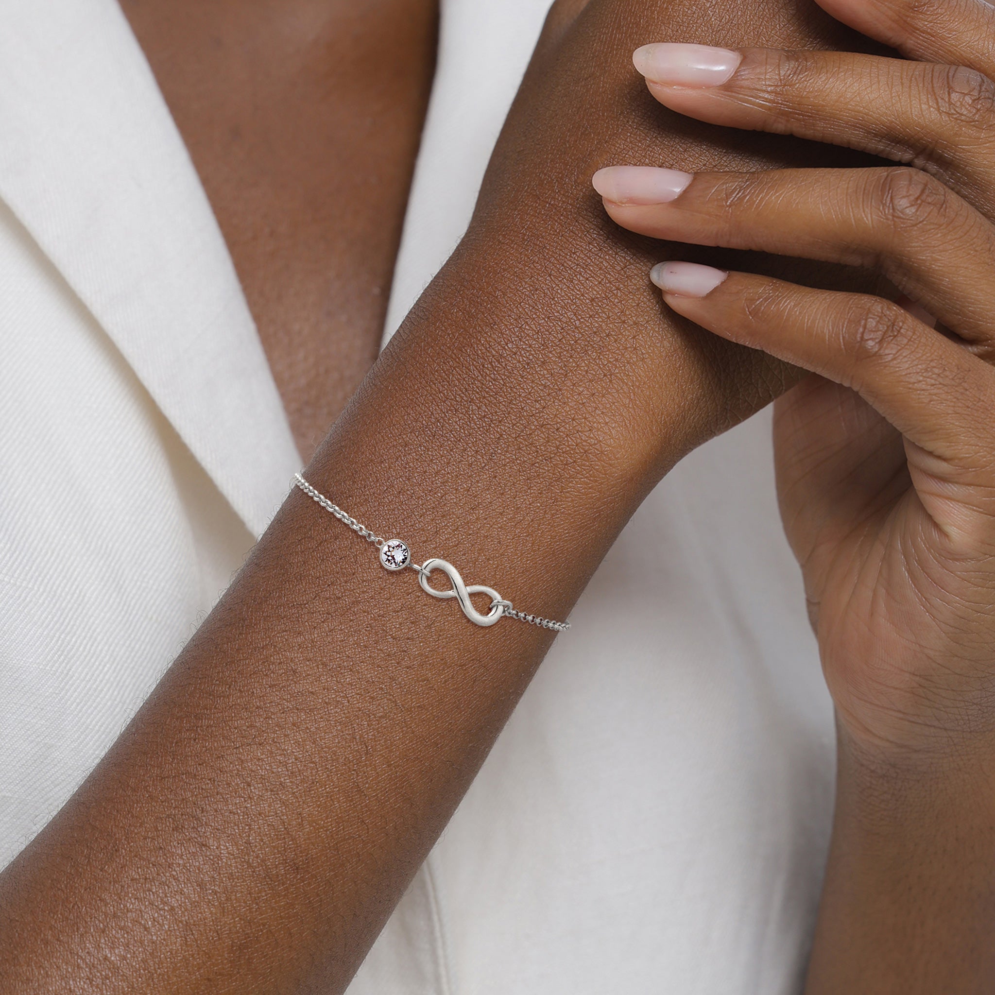 Silber - Elli | Armband Infinity | mit Kristalle von Swarovski® (Weiß) | 925 Sterling Silber