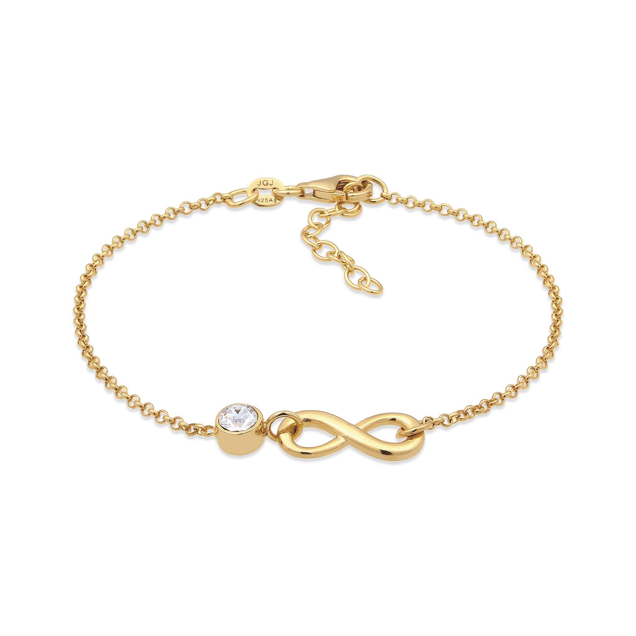 Gold - Elli | Armband Infinity | Mit Kristallen von Swarovski® (Weiß) | 925 Sterling Silber vergoldet