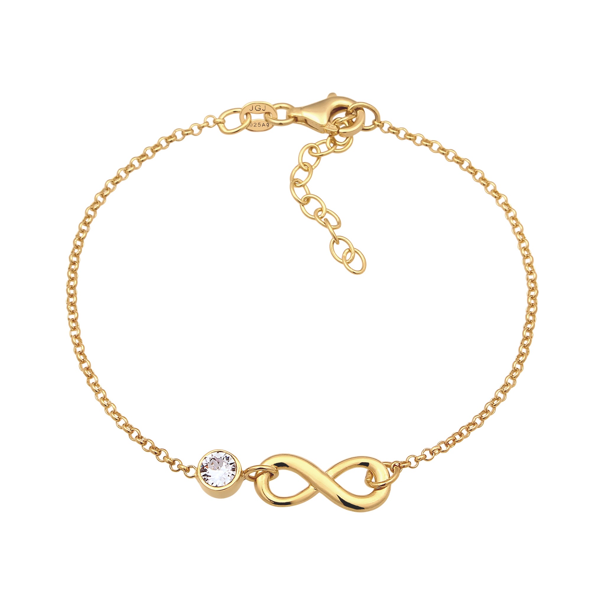 Gold - Elli | Armband Infinity | Mit Kristallen von Swarovski® (Weiß) | 925 Sterling Silber vergoldet