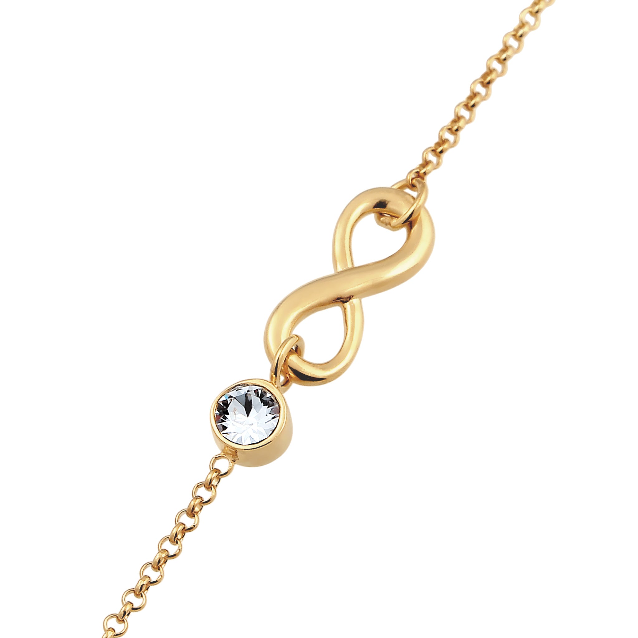 Gold - Elli | Armband Infinity | Mit Kristallen von Swarovski® (Weiß) | 925 Sterling Silber vergoldet