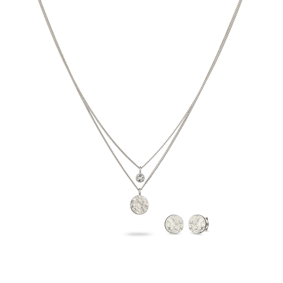 Silber - Elli | Schmuckset Plättchen | mit Kristallen von Swarovski® (Weiß) | 925 Sterling Silber