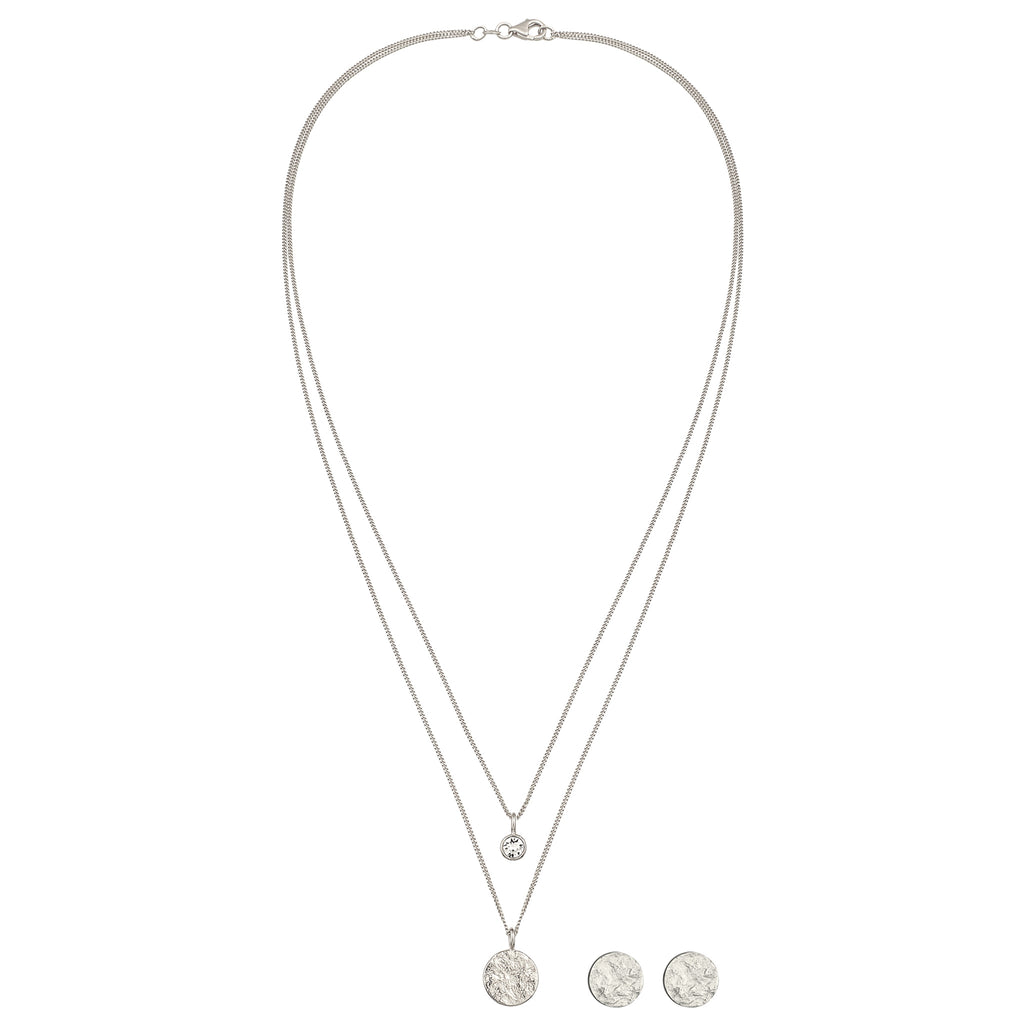Silber - Elli | Schmuckset Plättchen | mit Kristallen von Swarovski® (Weiß) | 925 Sterling Silber