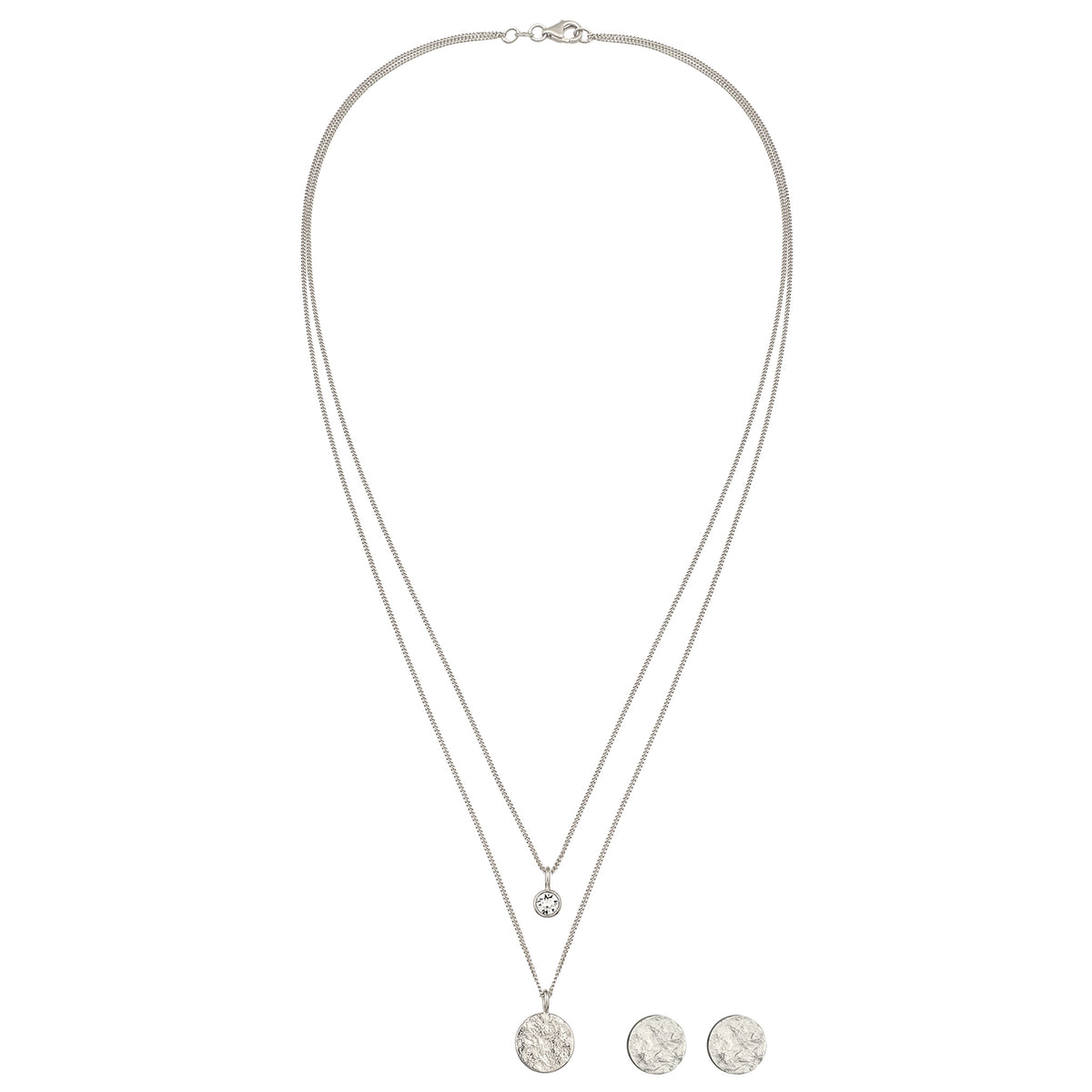 Silber - Elli | Schmuckset Plättchen | mit Kristallen von Swarovski® (Weiß) | 925 Sterling Silber