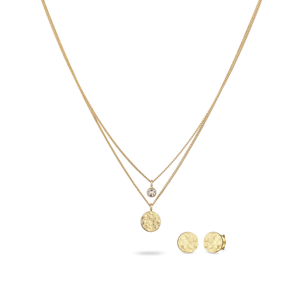 Gold - Elli | Schmuckset mit Swarovski® Kristallen (Weiß) | 925 Sterling Silber