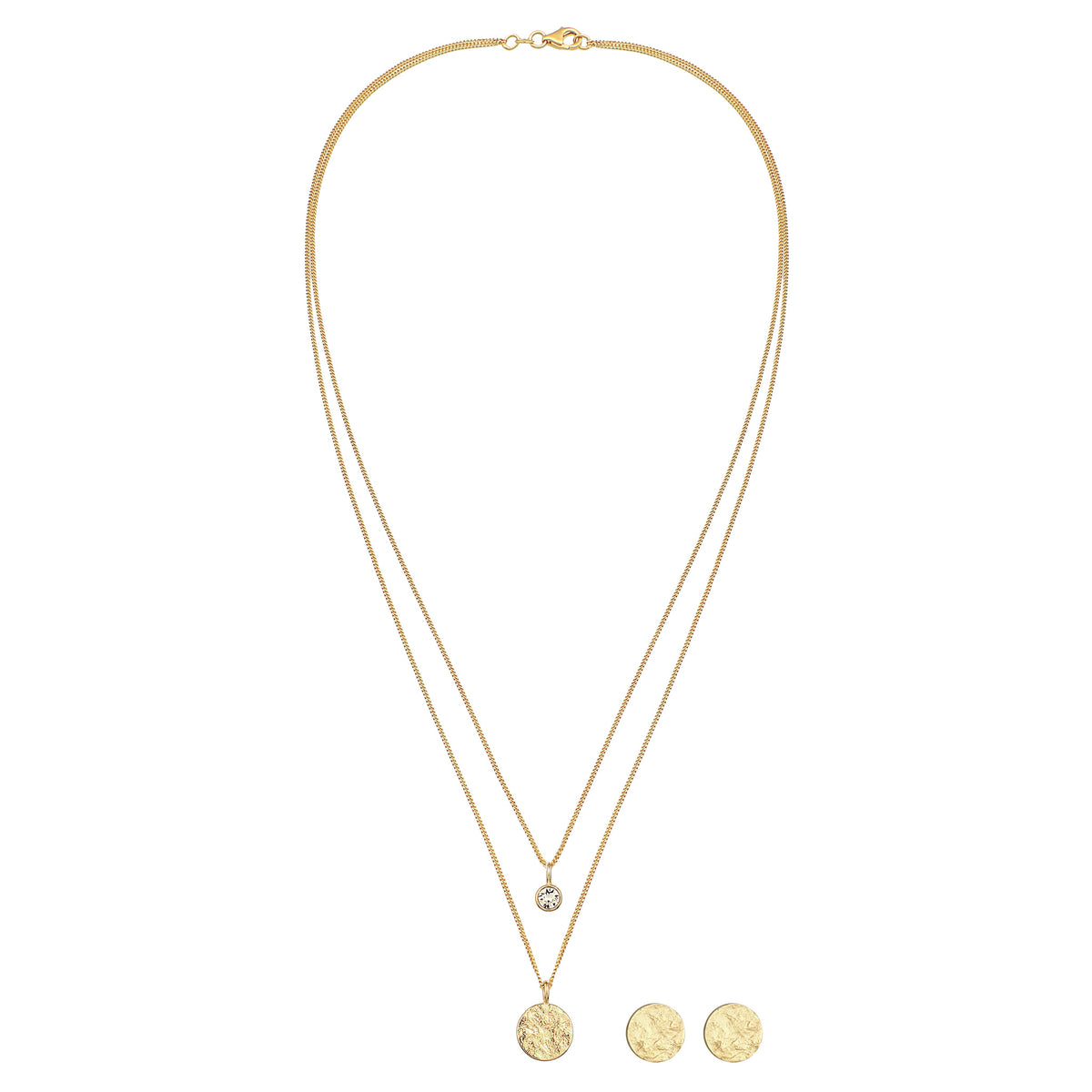 Gold - Elli | Schmuckset mit Swarovski® Kristallen (Weiß) | 925 Sterling Silber
